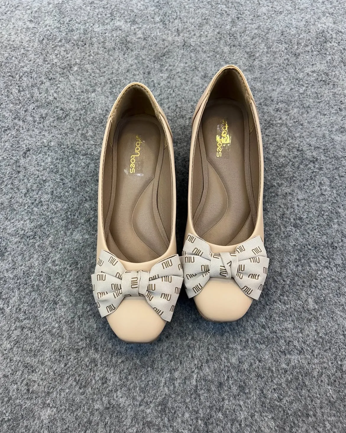 Grace Beige Wedges with Bow