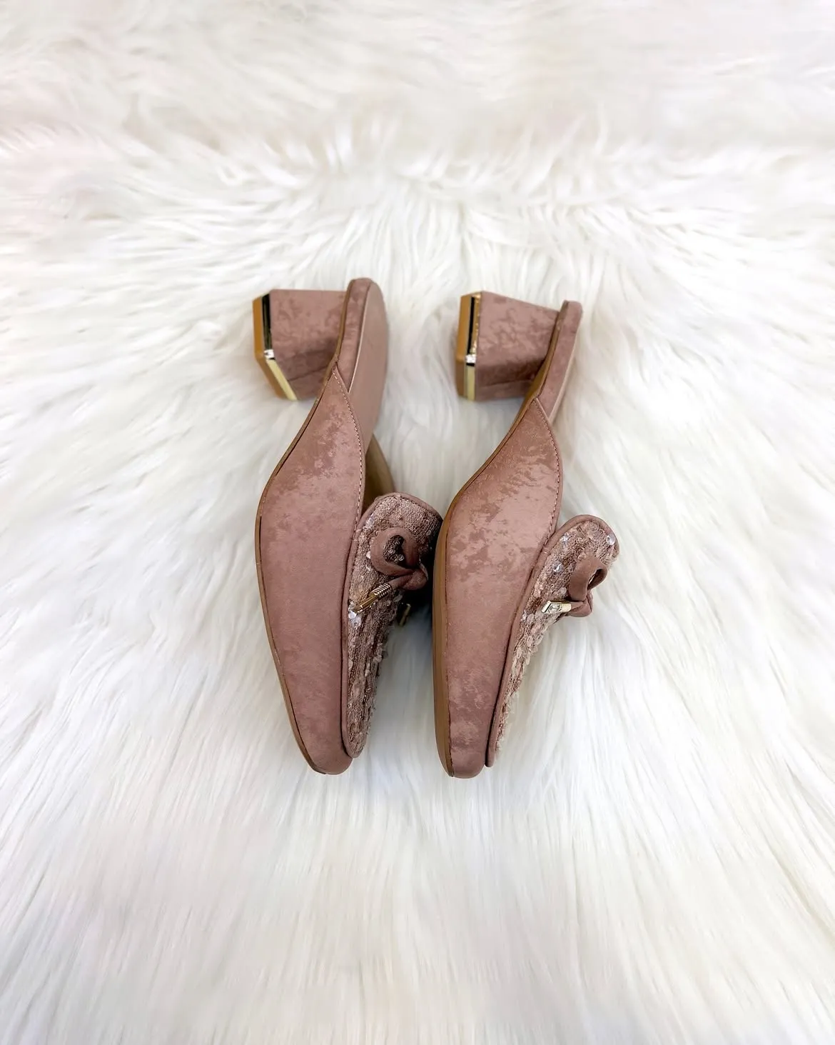 Urbantoes Pink Sequin Studded Block Heel Mule