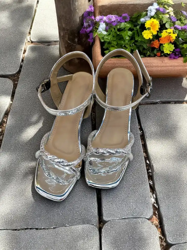 Silver Bella Block Heels