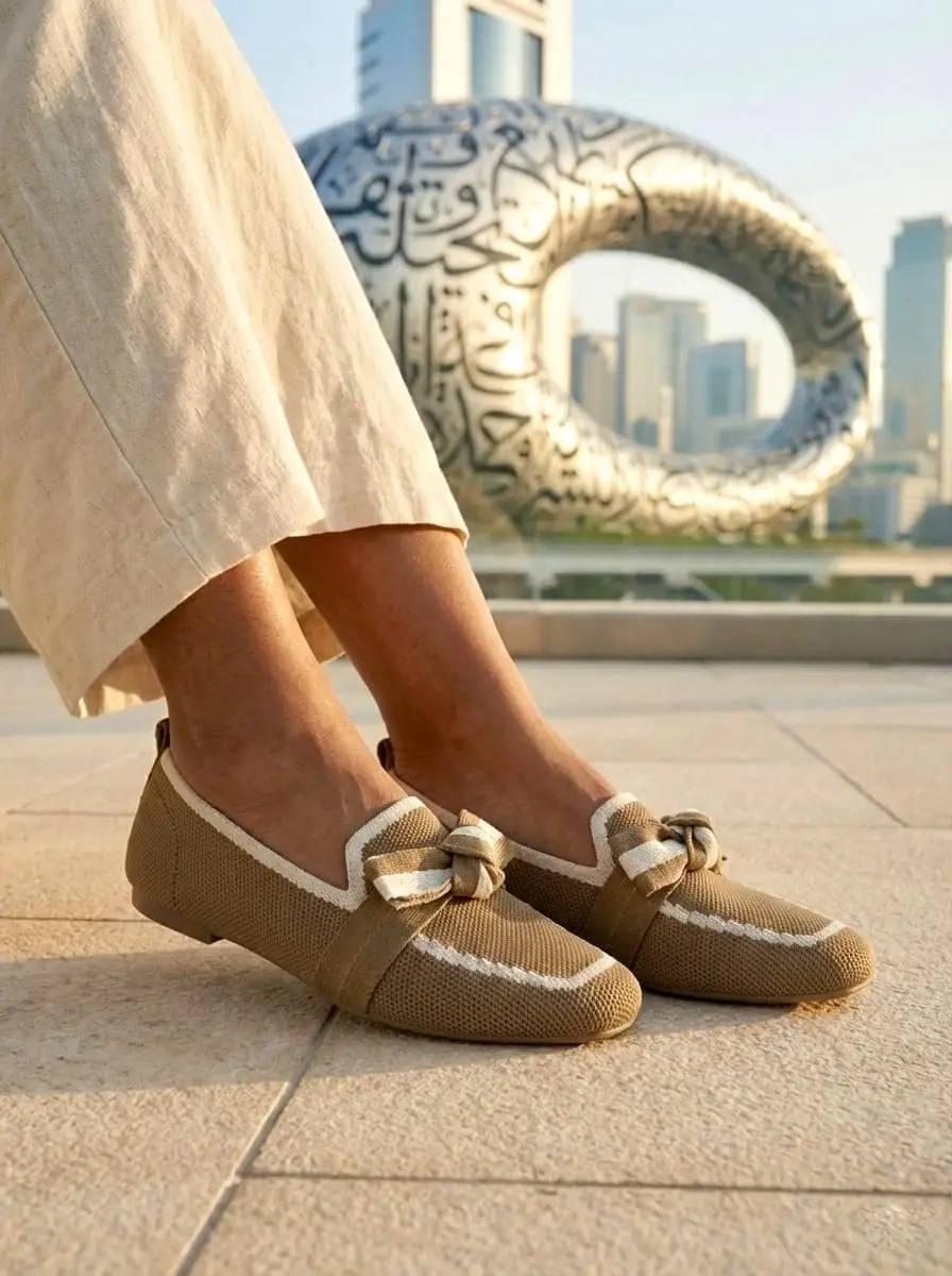 UrbanToes Sahara Knot Comfort Flats Beige