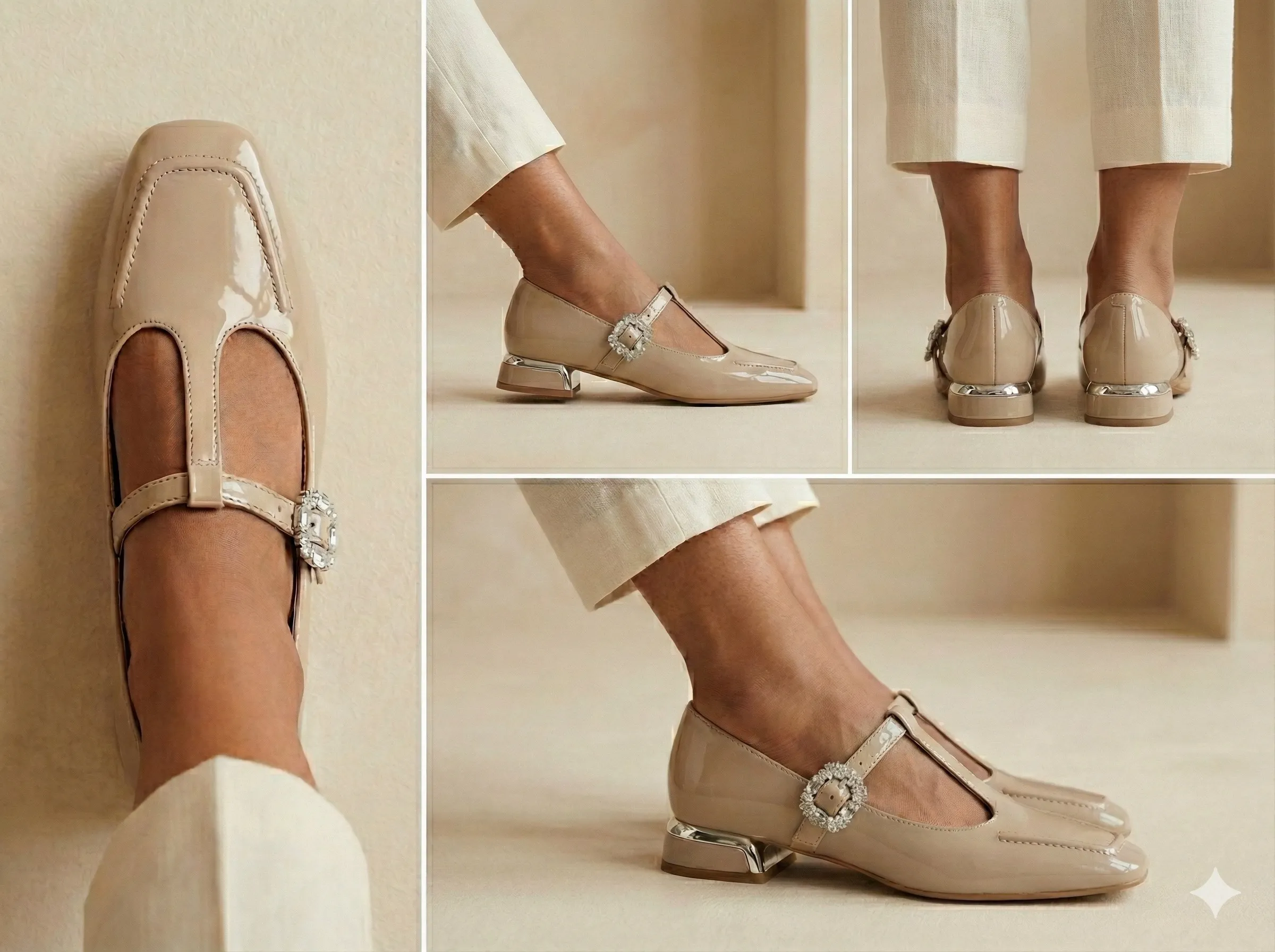 UrbanToes Noor Patent Mary Jane Heels Beige - Image 3