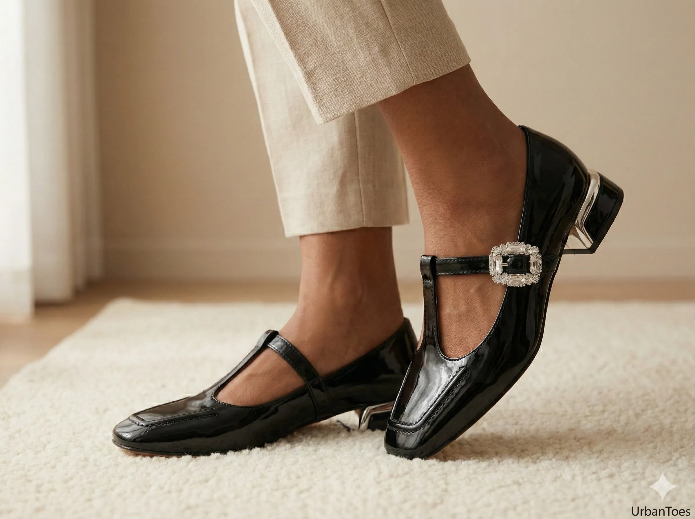 UrbanToes Noor Patent Mary Jane Heels