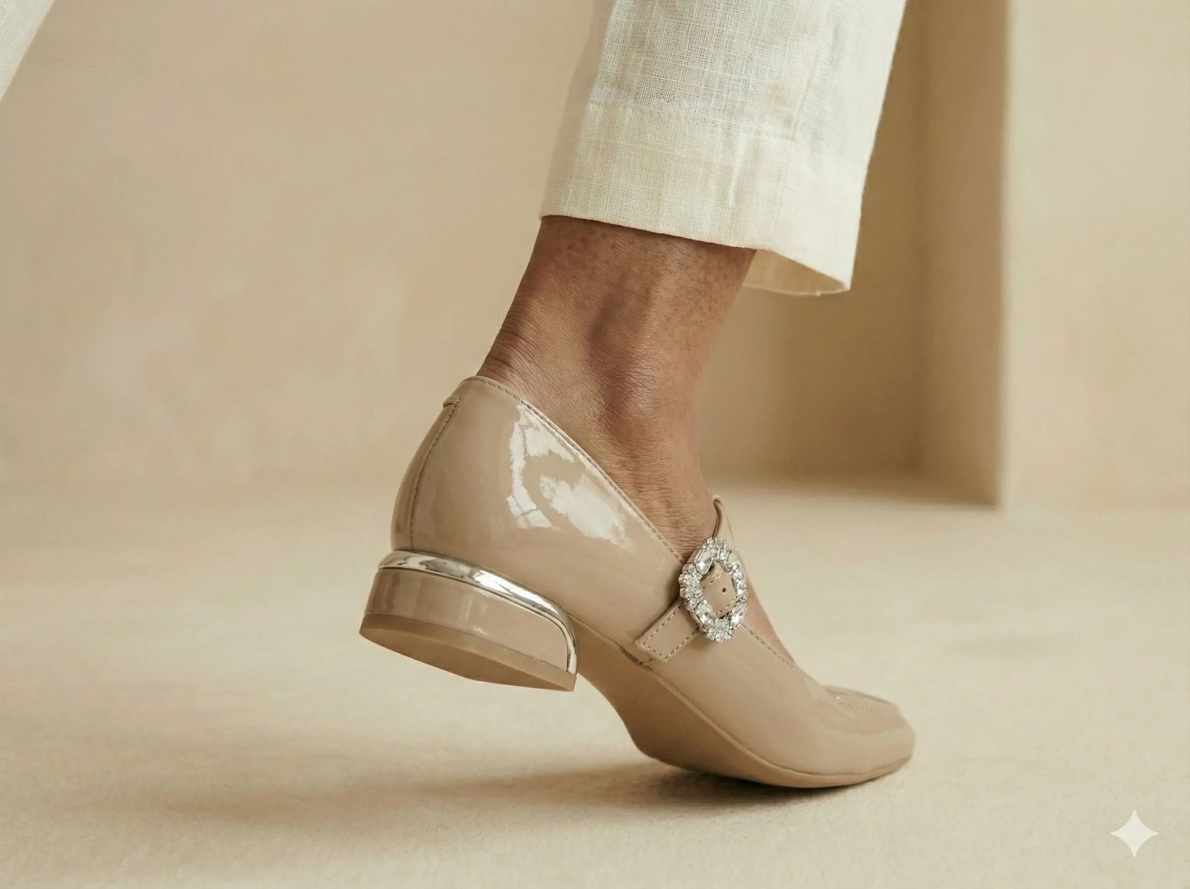 UrbanToes Noor Patent Mary Jane Heels Beige - Image 2