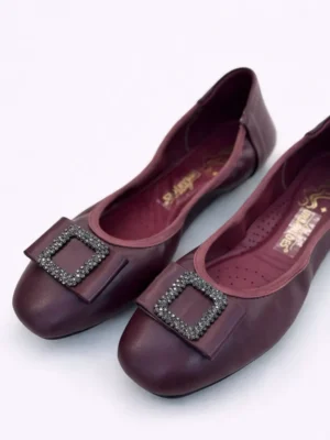 wine stone embellished flats