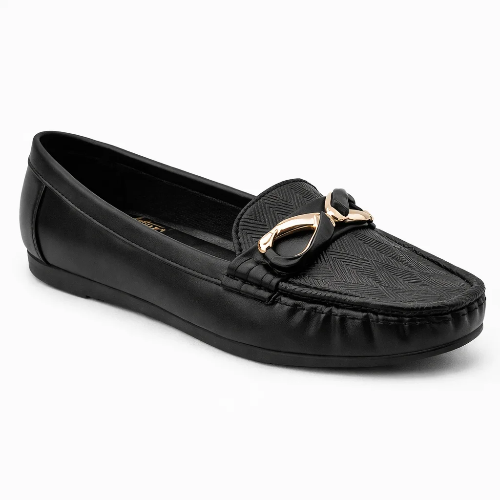 women walking loafers black