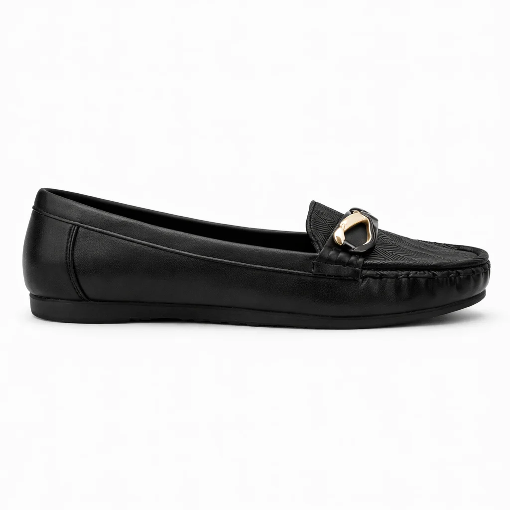women walking loafers black