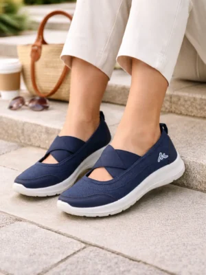 women navy blue walking shoes
