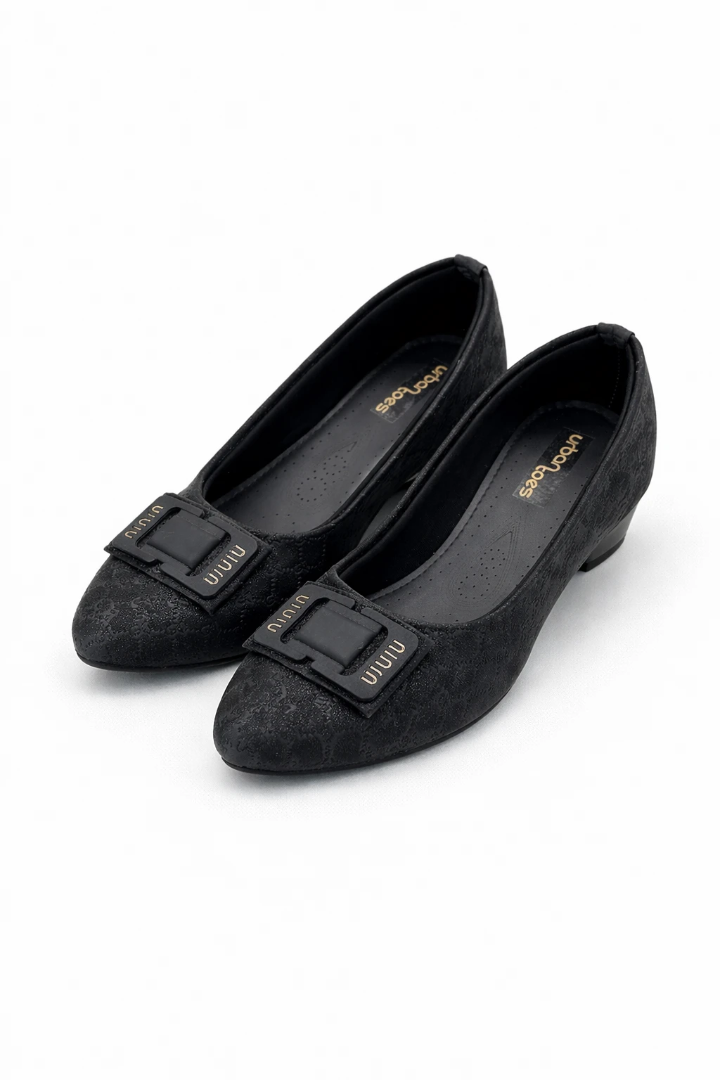 women's black formal low heel shoes