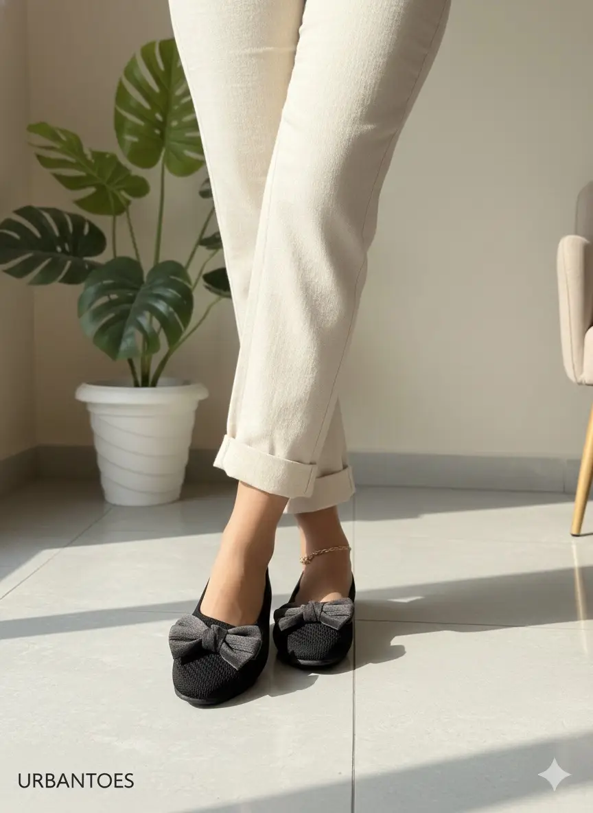 Elegant Black Ballerina Flats with Stylish Bow — Comfort Daily Wear for Women - Image 2