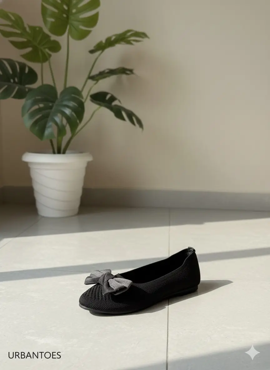 Elegant Black Ballerina Flats with Stylish Bow — Comfort Daily Wear for Women - Image 3