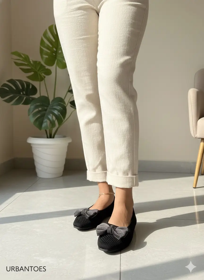 Elegant Black Ballerina Flats with Stylish Bow — Comfort Daily Wear for Women - Image 4