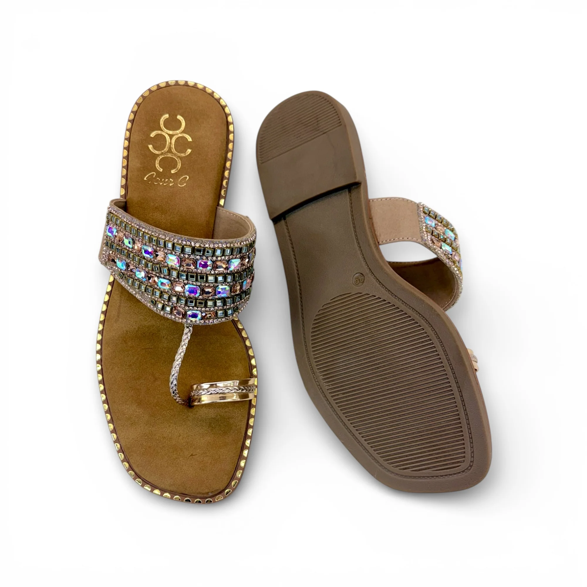 Women Pastel Stone Work Flats