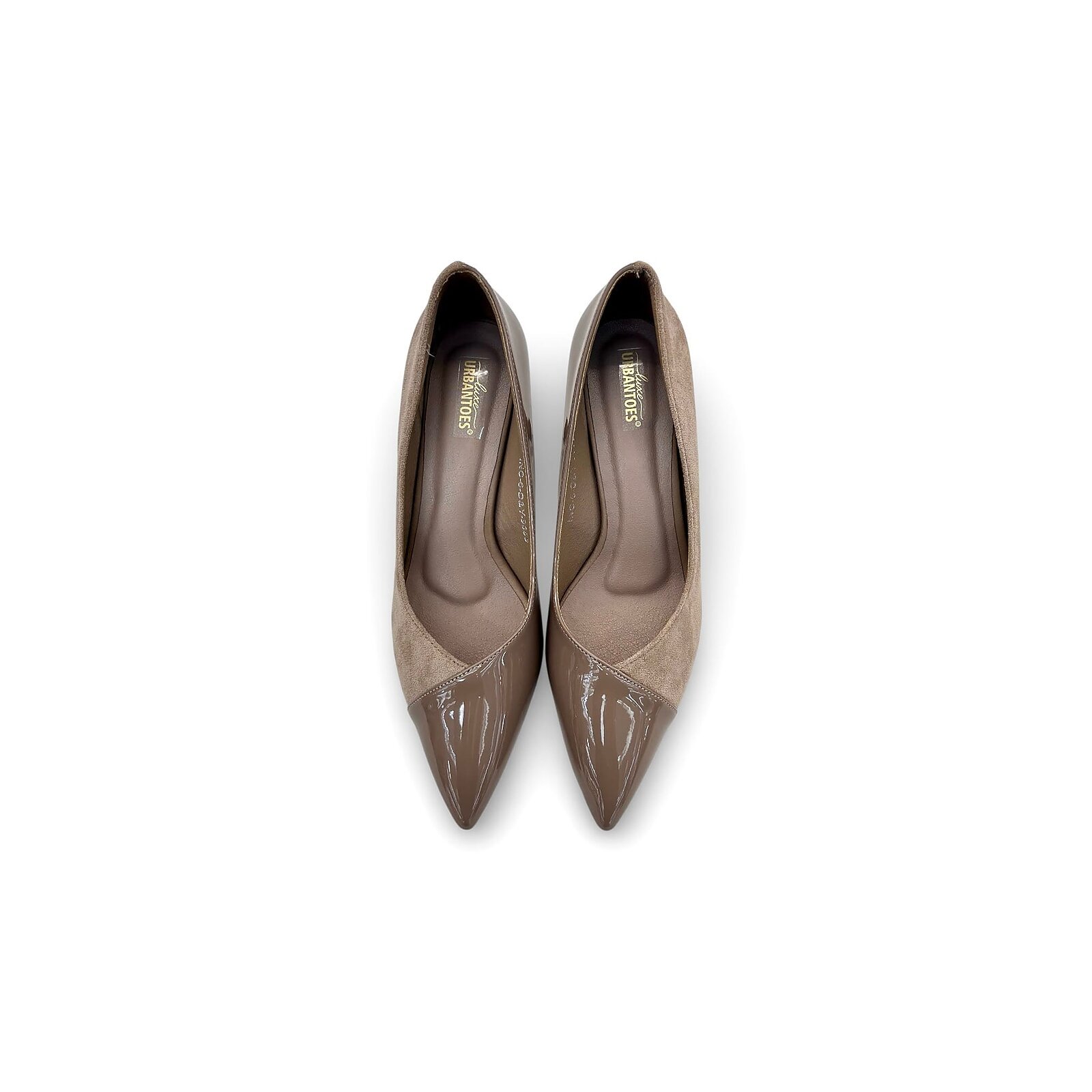 Beige Pointed Toe Heels for Women – Suede & Patent Formal Pumps - Image 2