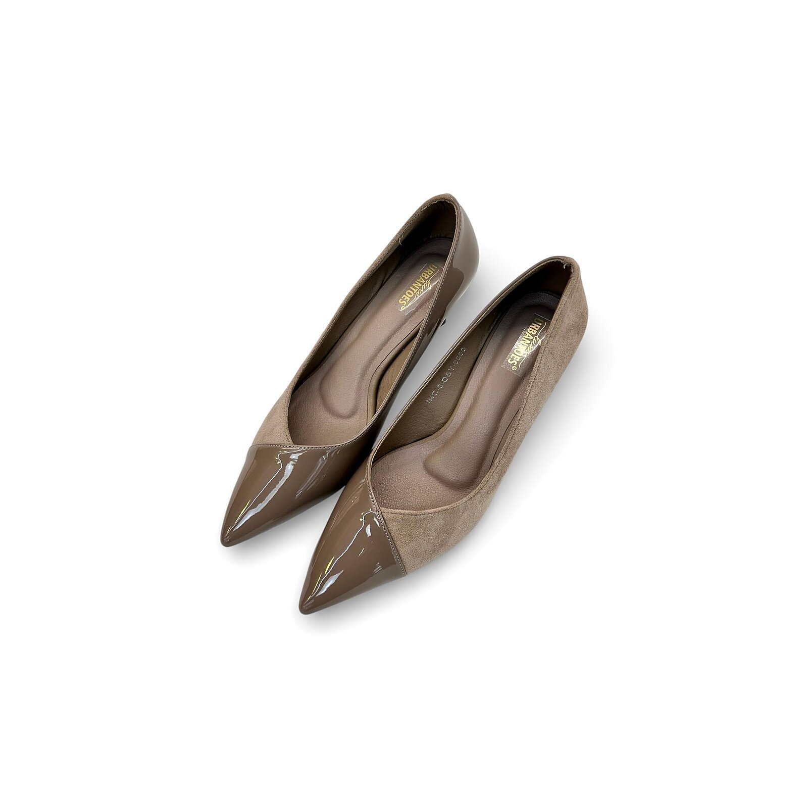 Beige Pointed Toe Heels for Women – Suede & Patent Formal Pumps - Image 4