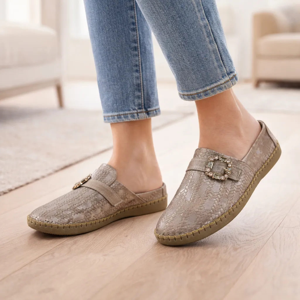 UrbanToes Grace Buckle Comfort Loafers Brown