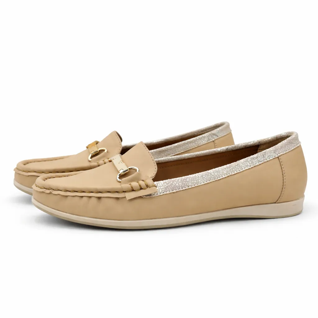 Women’s Comfortable Beige Loafers with Cushioned Sole