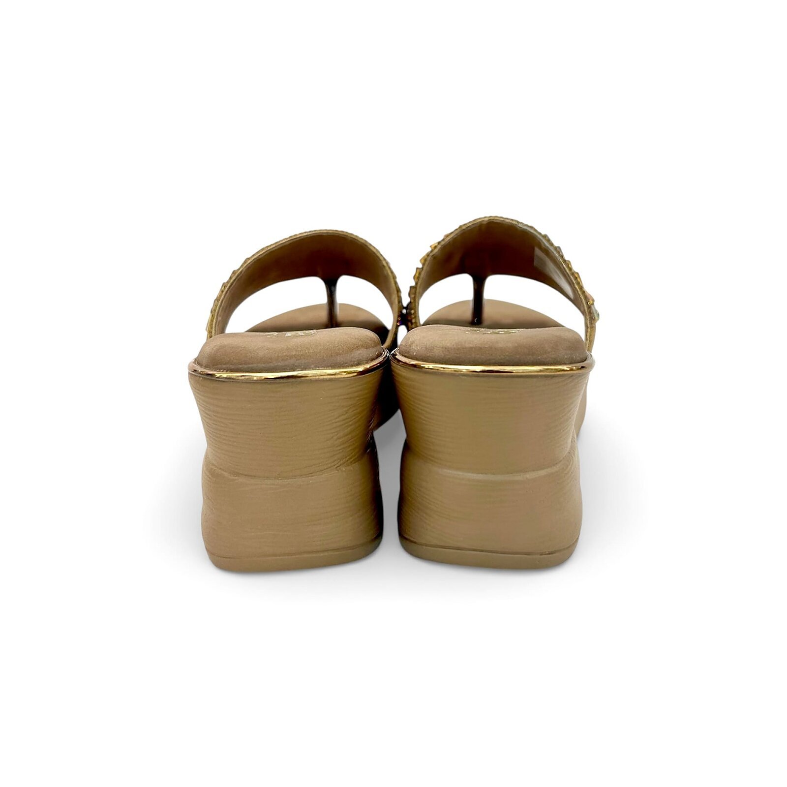 Women’s Brown Stonework Wedge Slide Sandals for Festive & Party Wear - Image 4
