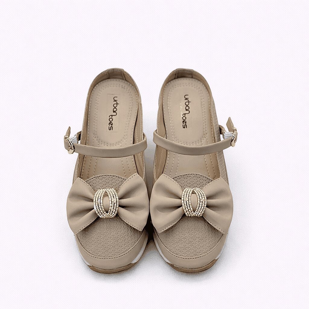 Urbantoes Women’s Beige Walking Flats with Bow Detail