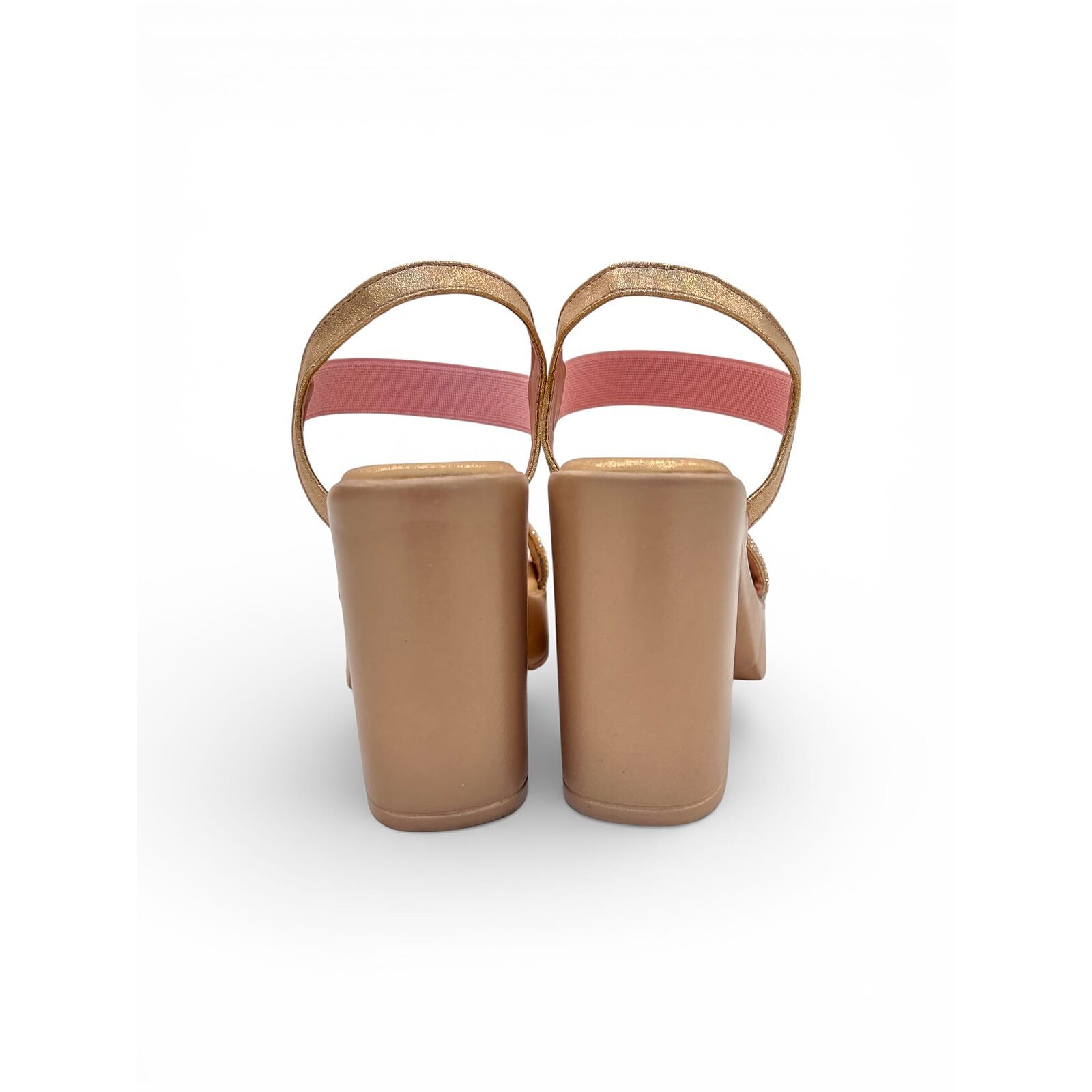 Rose Gold Platform Heels for Women – Embellished Strap Block Heel Sandals - Image 5