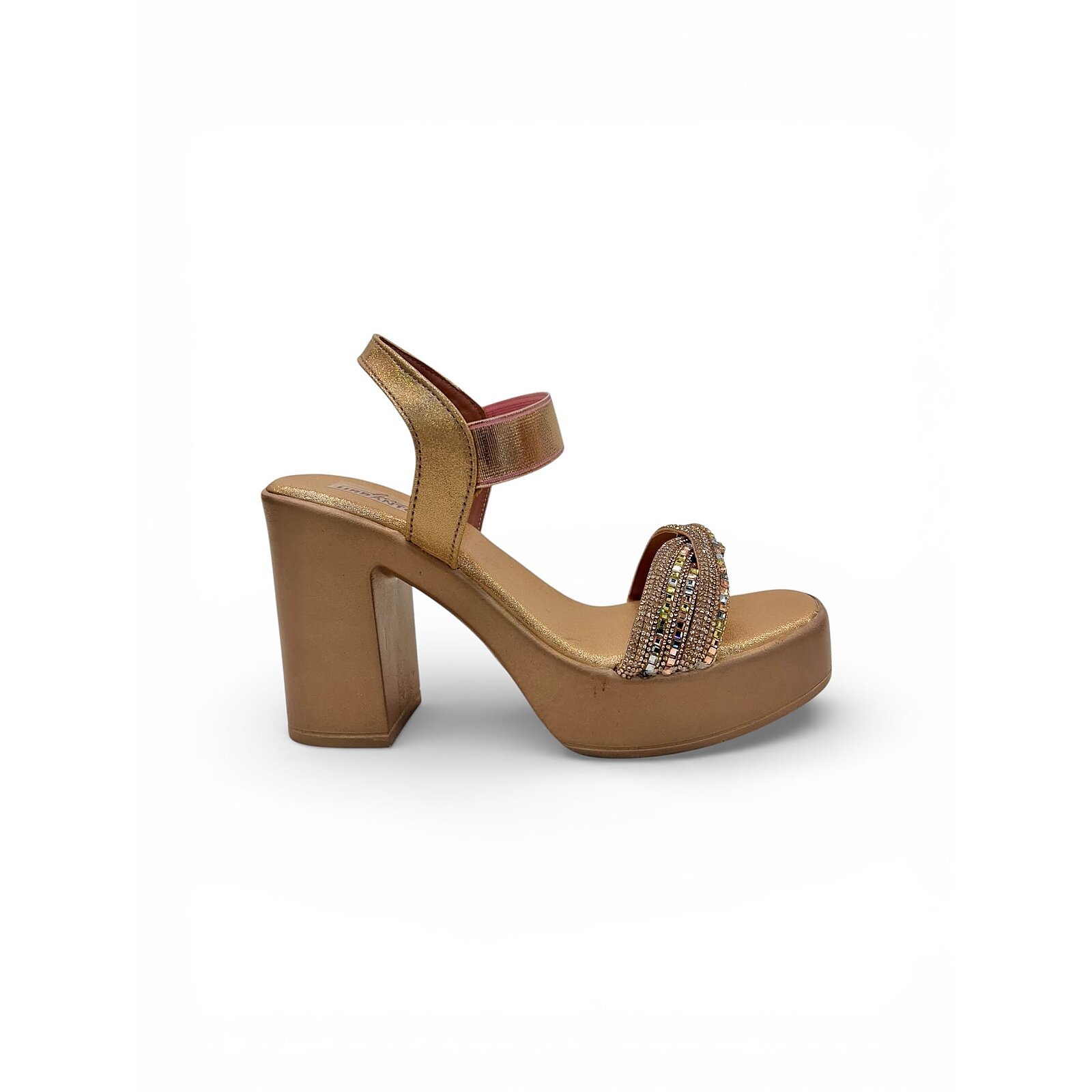 Rose Gold Platform Heels for Women – Embellished Strap Block Heel Sandals - Image 4