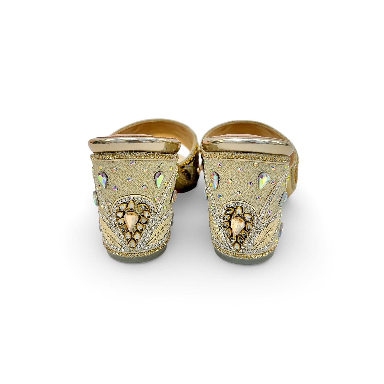 gold block heel mules