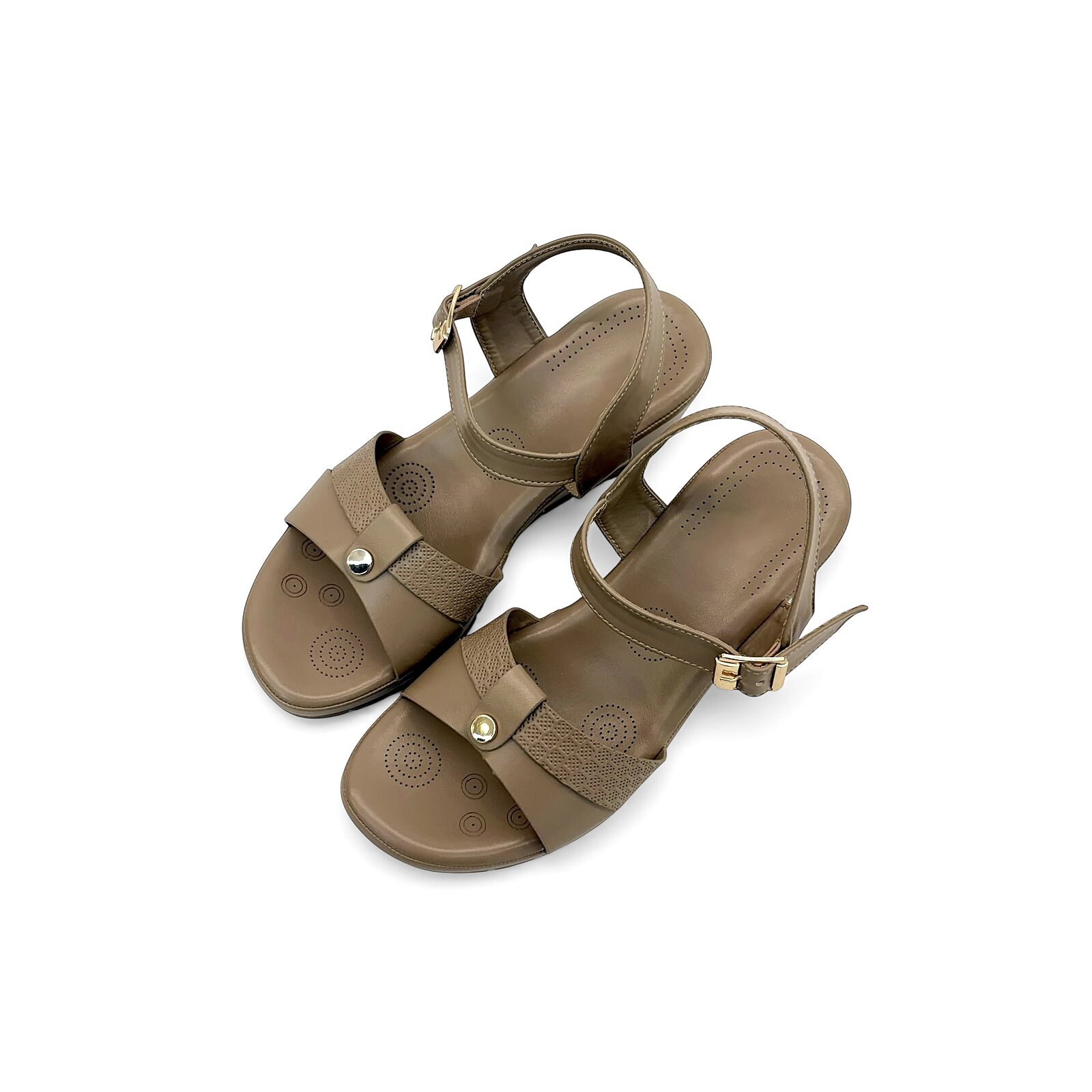 Tan Comfort Wedge Sandals for Women – Ankle Strap Everyday Wear - Image 4
