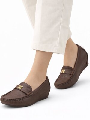 brown wedge loafers for women