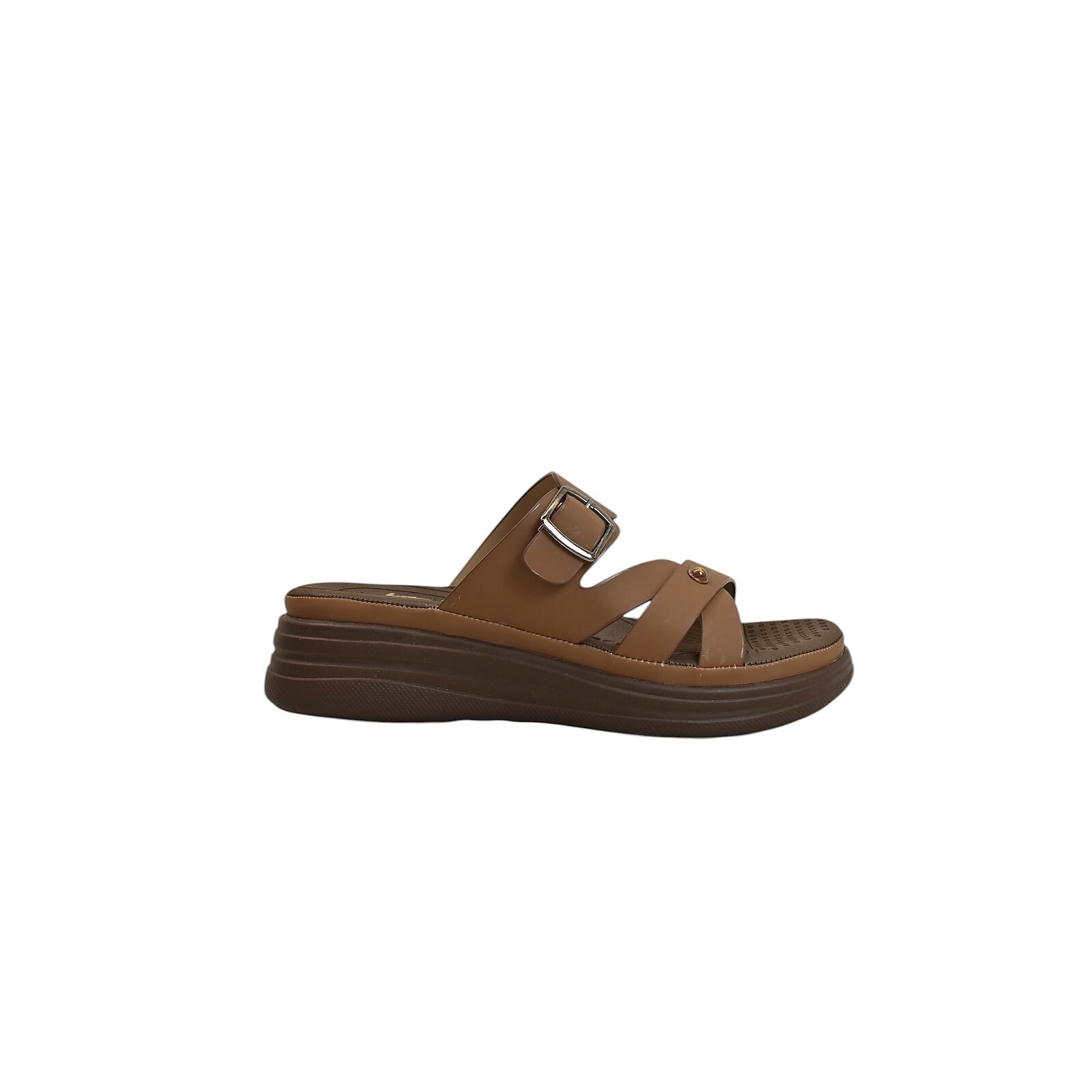 Brown Multi Strap Platform Sandals for Women – Vegan Leather Comfort Wear - Image 3