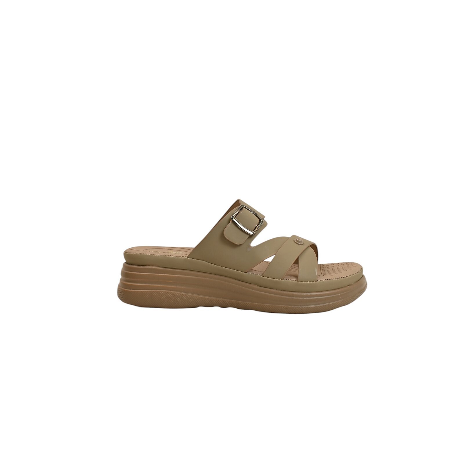 Khakhi Multi Strap Platform Sandals for Women – Vegan Leather Comfort Wear - Image 3