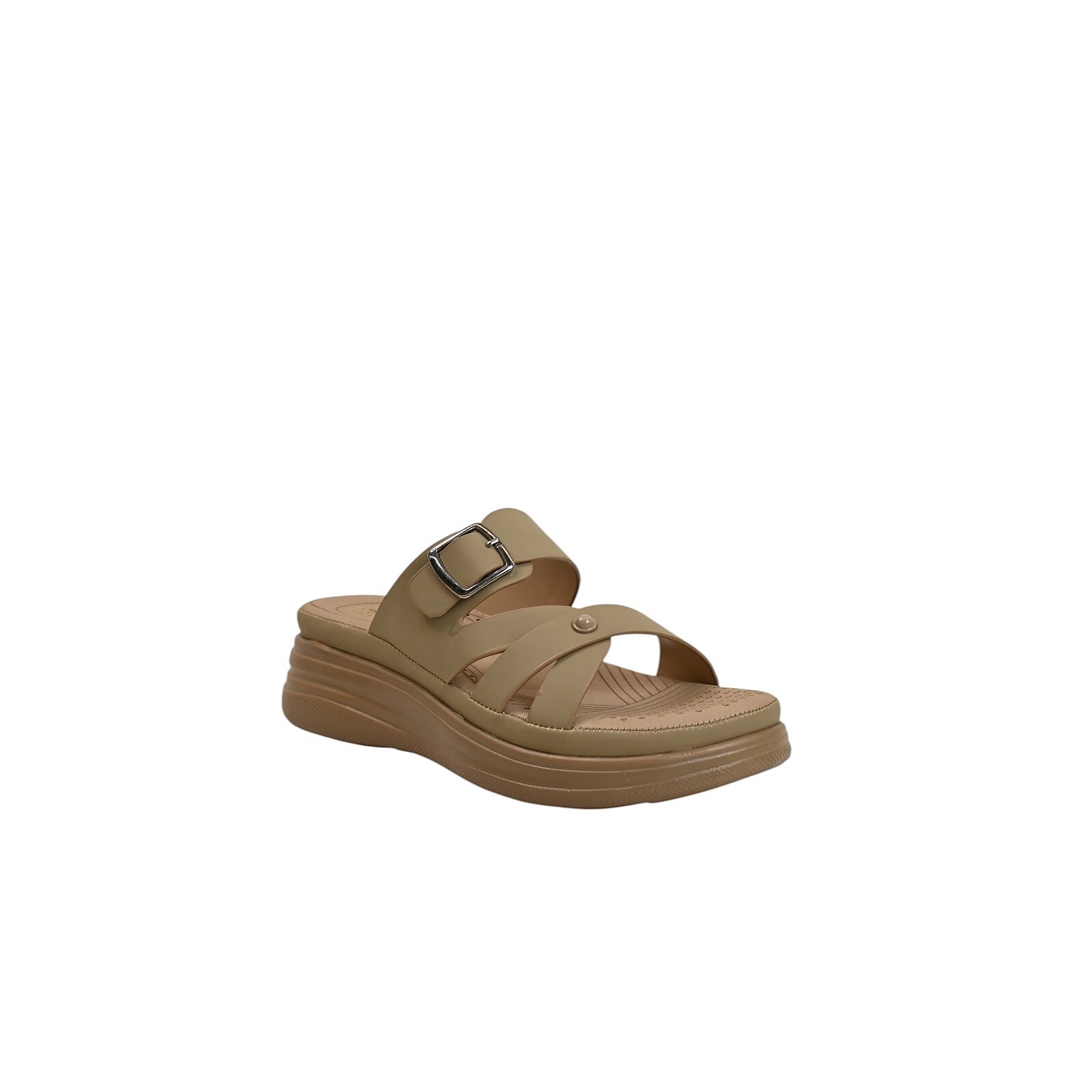 khakhi multi strap platform sandals for women