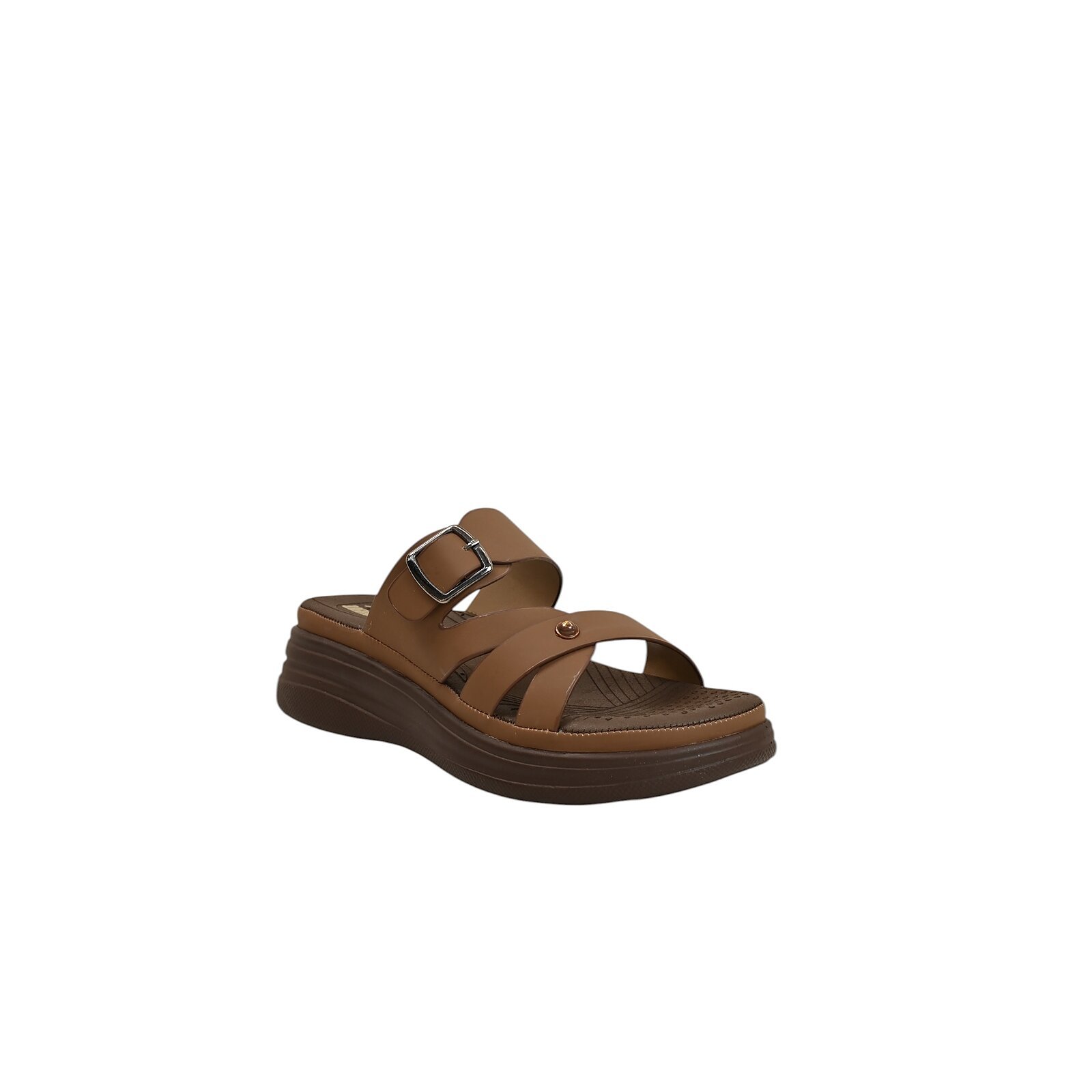 brown multi strap platform sandals for women