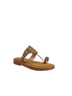 copper beaded toe ring flat sandals women