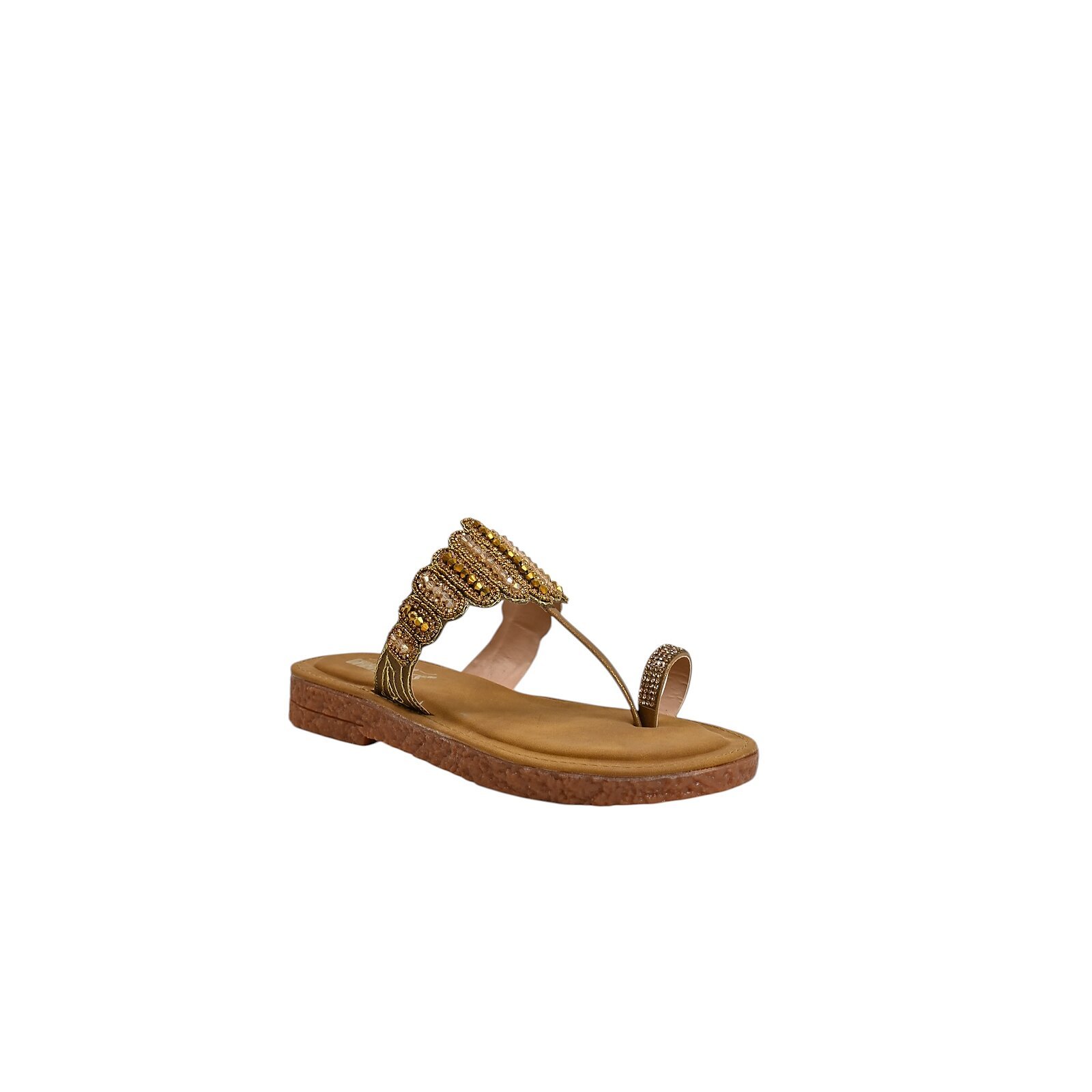 copper beaded toe ring flat sandals women