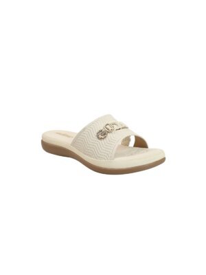 white comfort flat slide for women