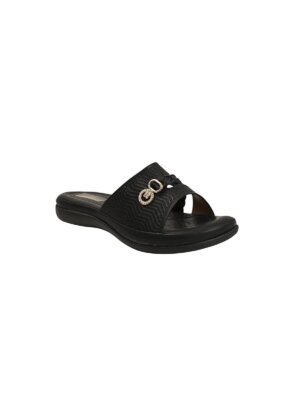 black comfort flat slide for women