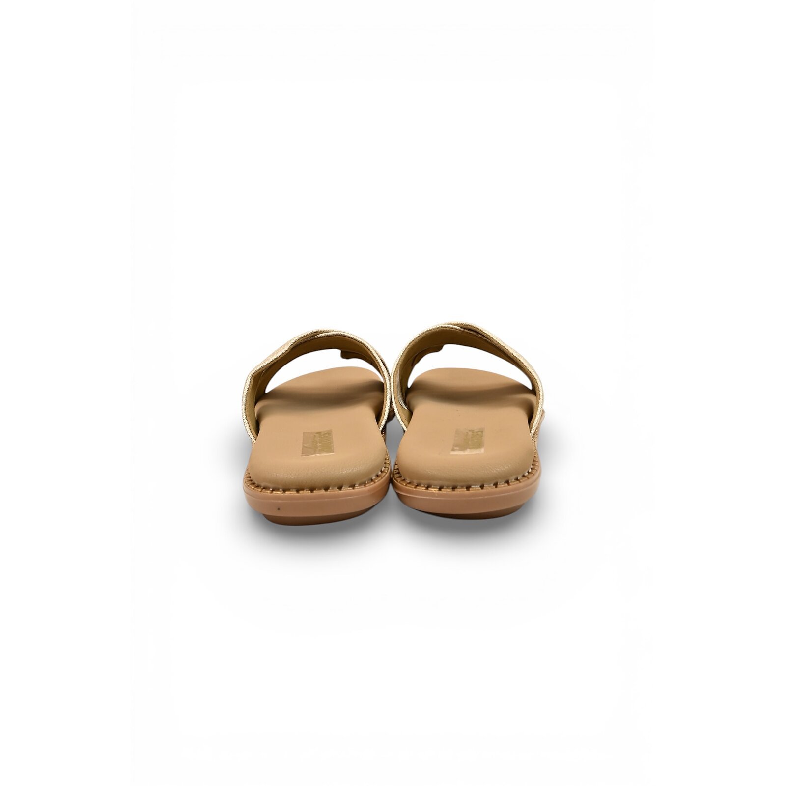 Light Gold Cross Strap Flat Slide for Women – Vegan Leather Daily Wear - Image 4