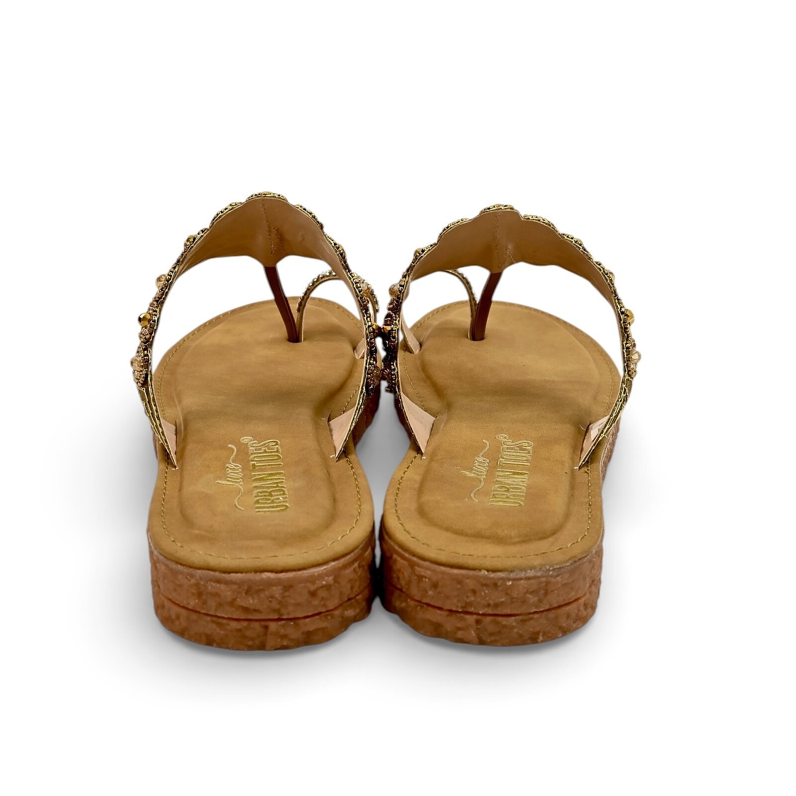 Copper Beaded Toe Ring Flat Sandals Women – Vegan Leather Ethnic Wear - Image 4
