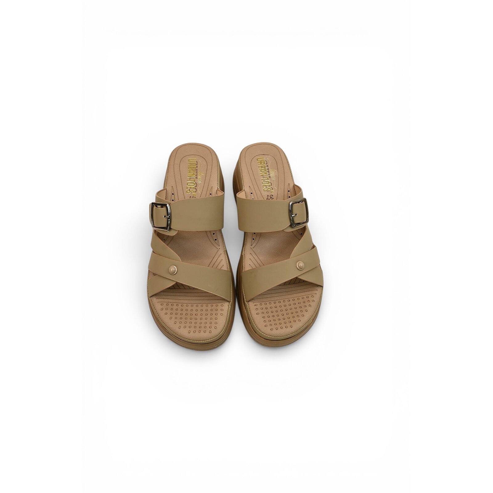 Khakhi Multi Strap Platform Sandals for Women – Vegan Leather Comfort Wear - Image 2