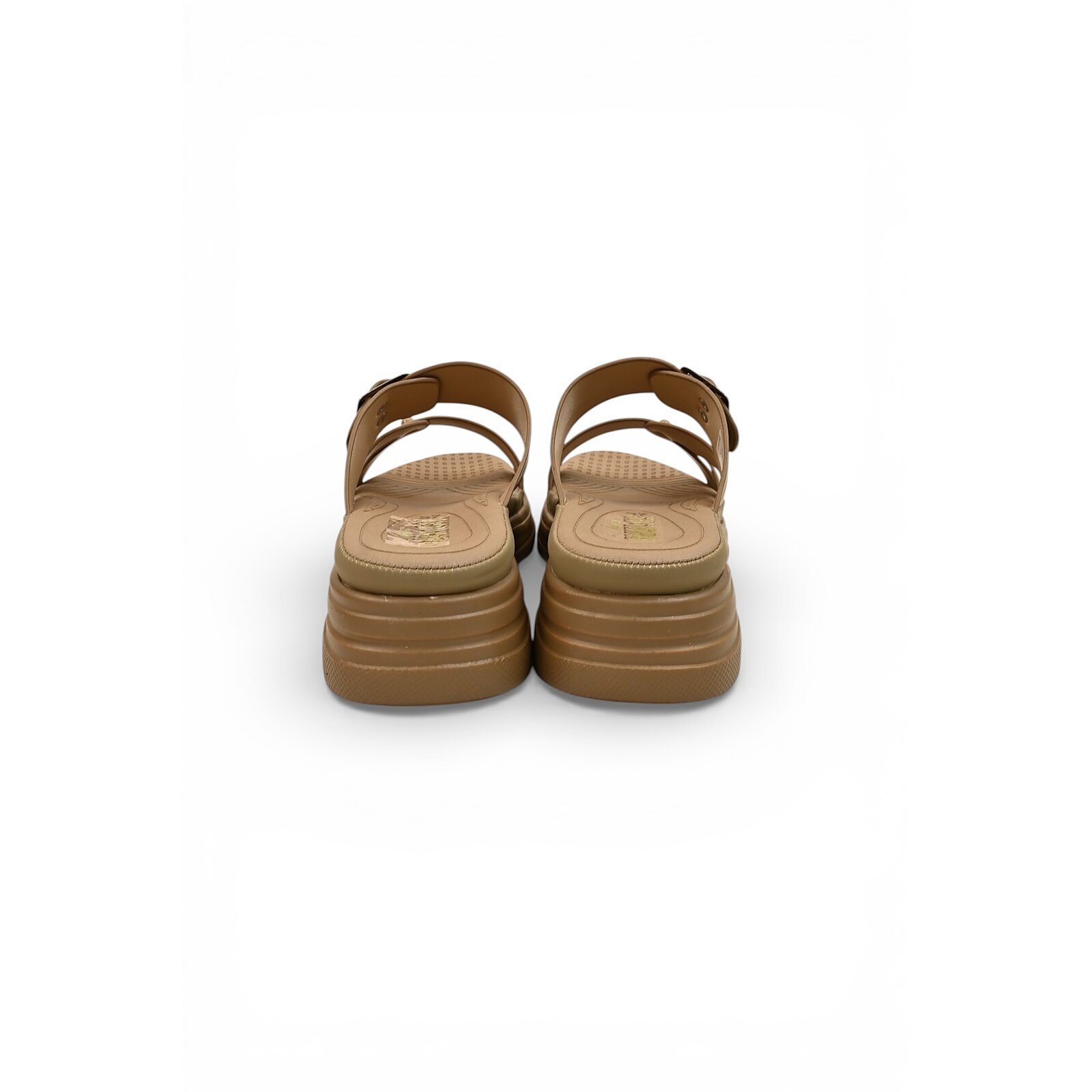 Khakhi Multi Strap Platform Sandals for Women – Vegan Leather Comfort Wear - Image 4