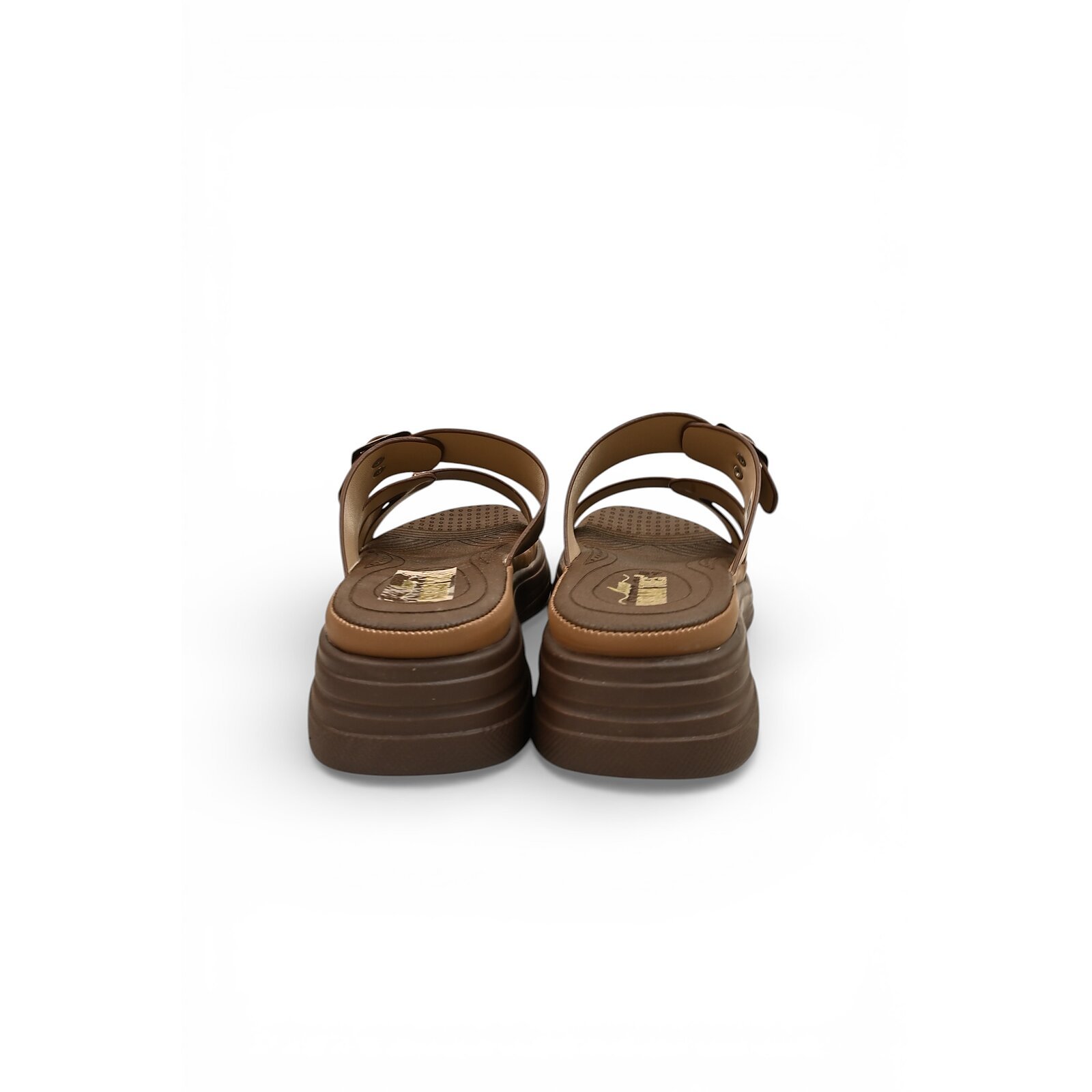 Brown Multi Strap Platform Sandals for Women – Vegan Leather Comfort Wear - Image 4