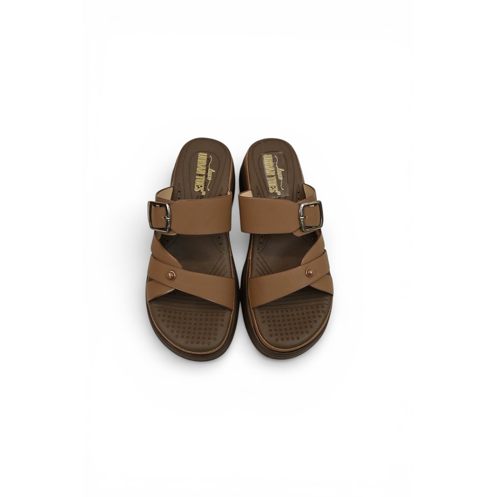 Brown Multi Strap Platform Sandals for Women – Vegan Leather Comfort Wear - Image 2