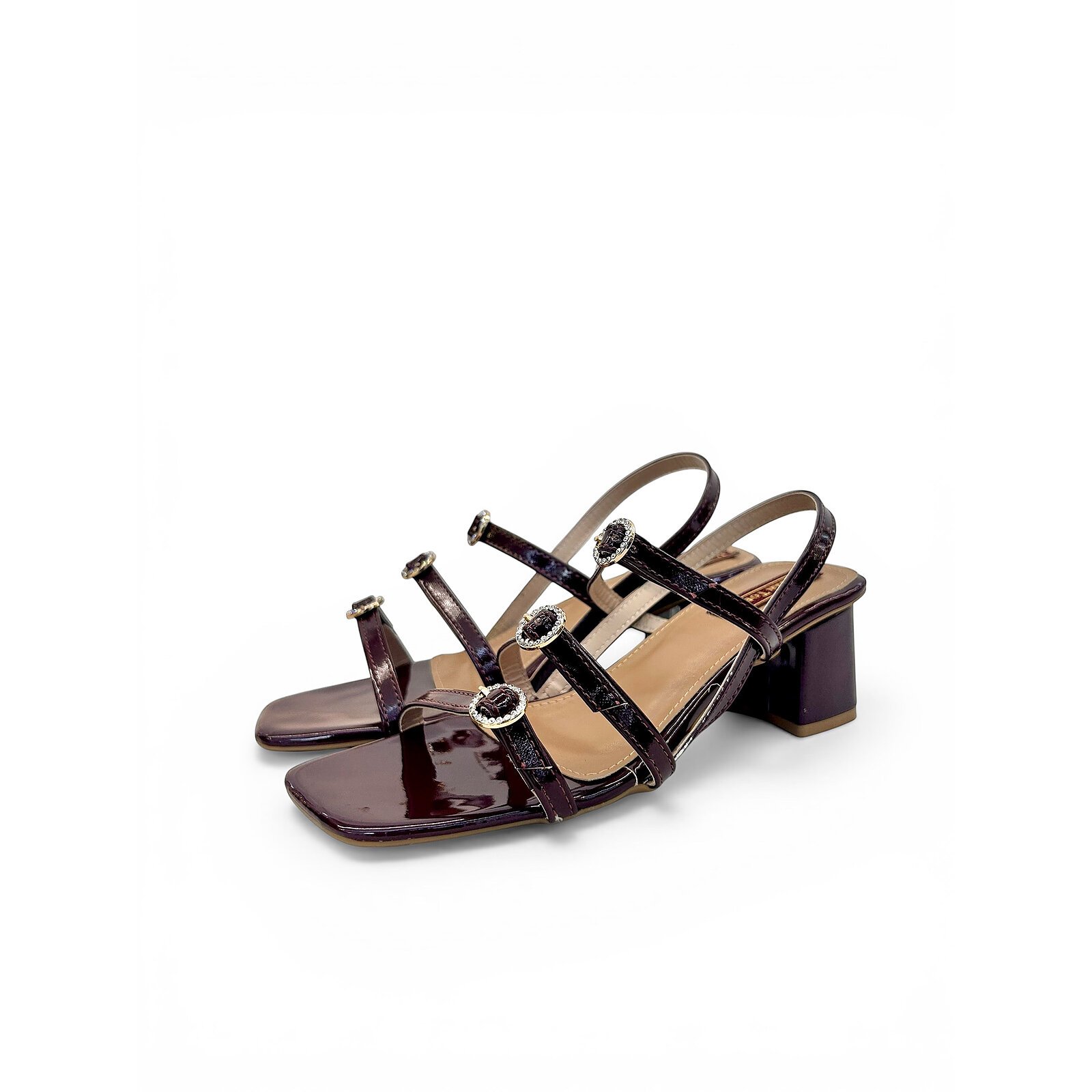 Cherry Block Heel Sandals for Women – Elegant Strappy Mid Heel - Image 3