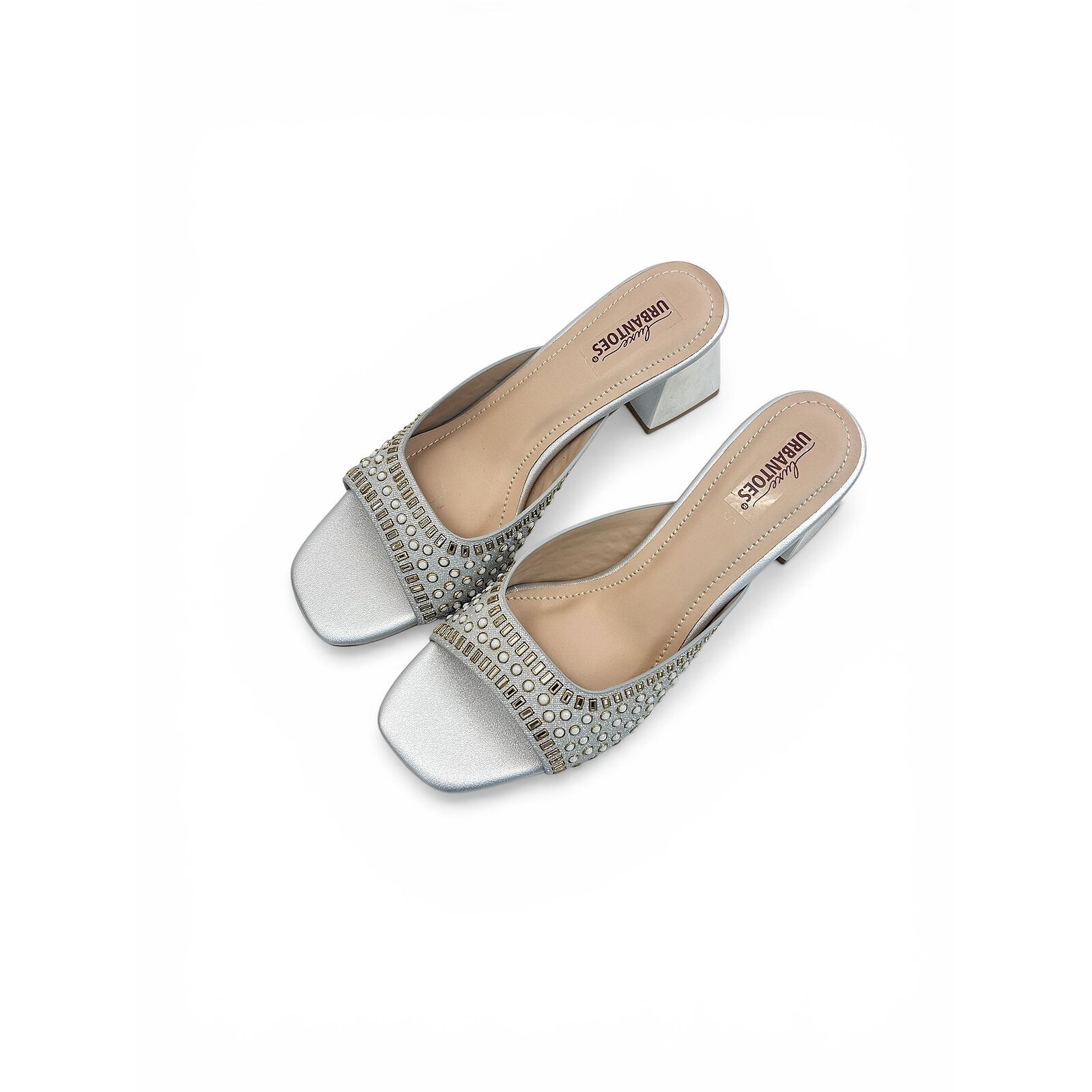 Silver Embellished Block Heel Sandals for Women – Urbantoes - Image 3