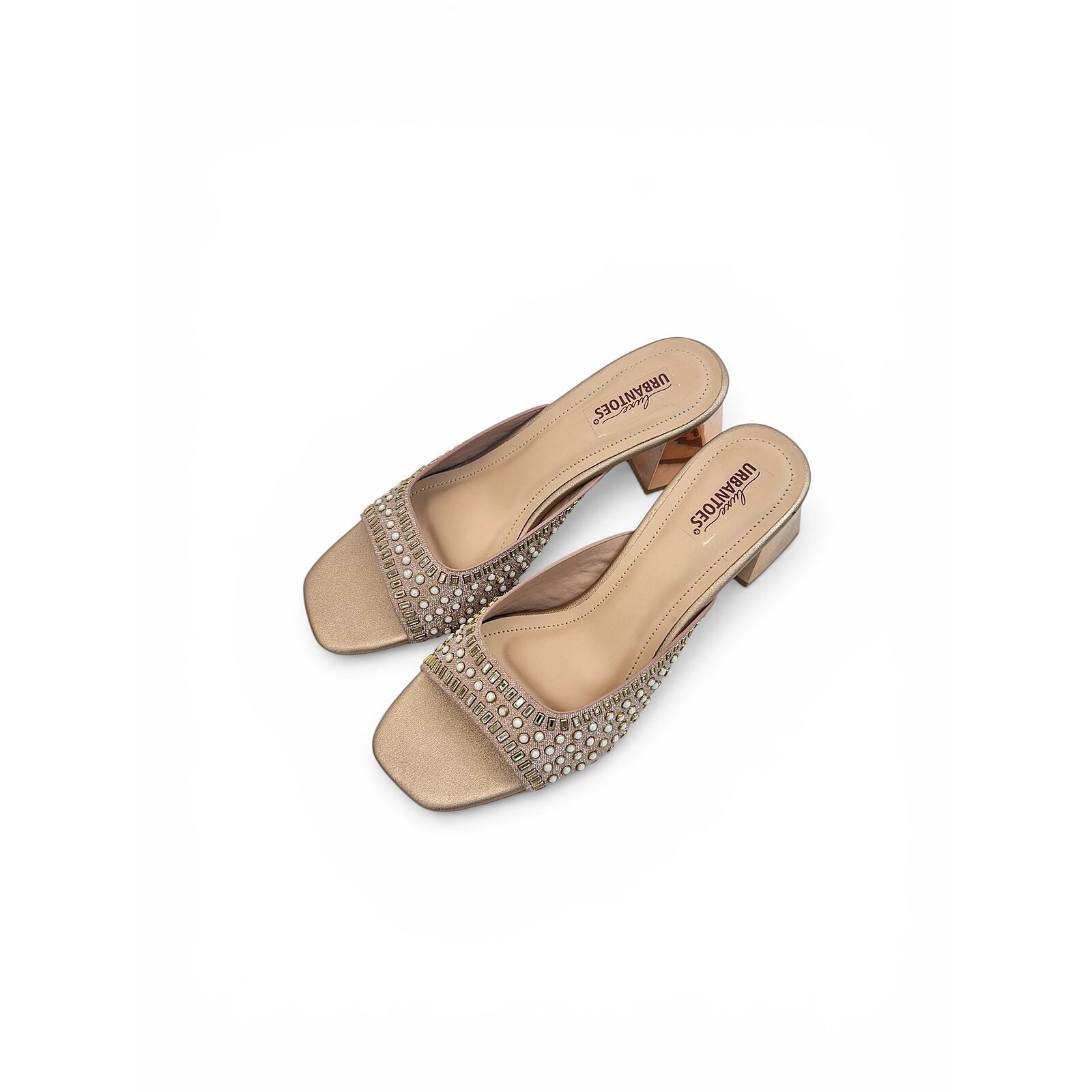 Rosegold Embellished Block Heel Sandals for Women – Urbantoes - Image 3