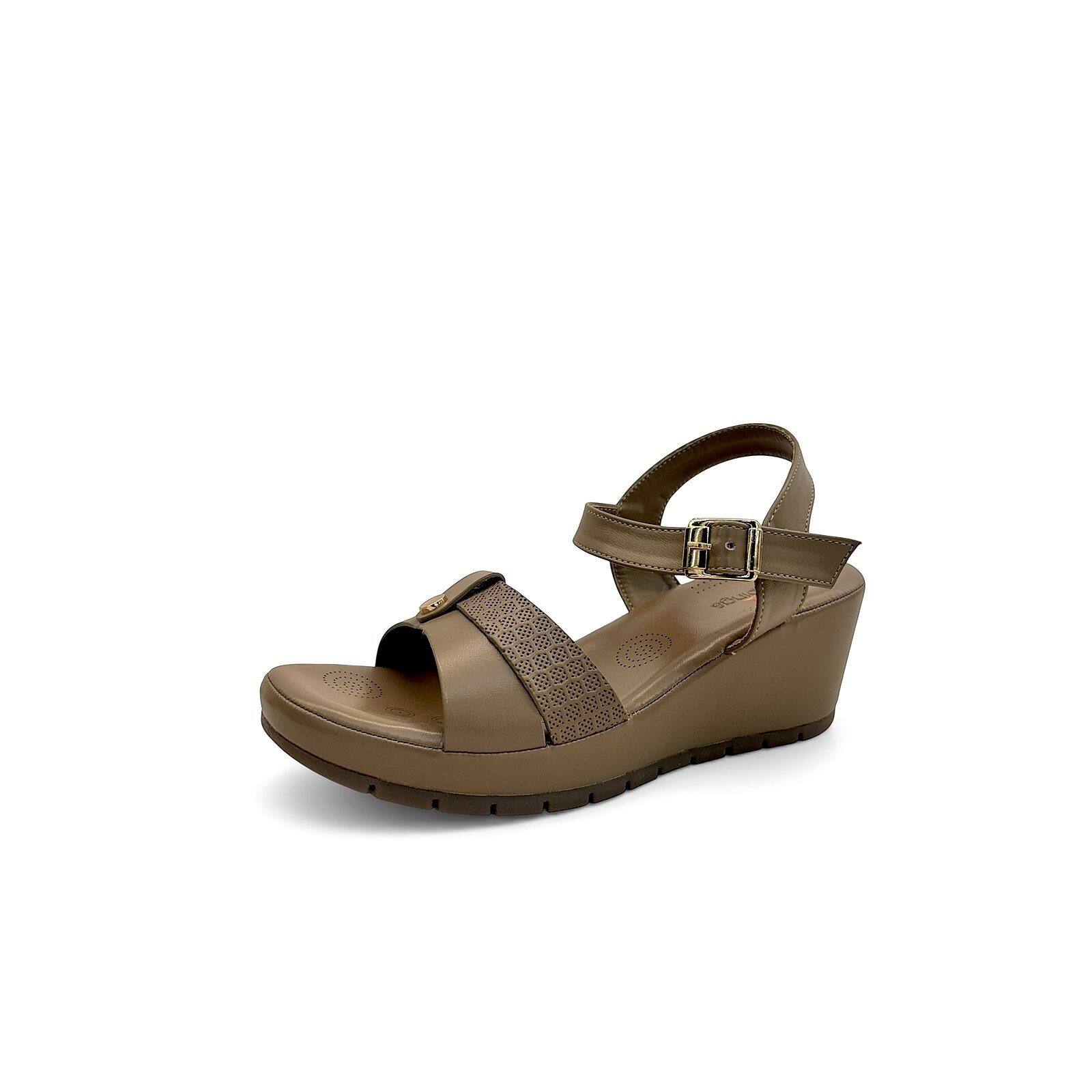 Tan Comfort Wedge Sandals for Women – Ankle Strap Everyday Wear - Image 3