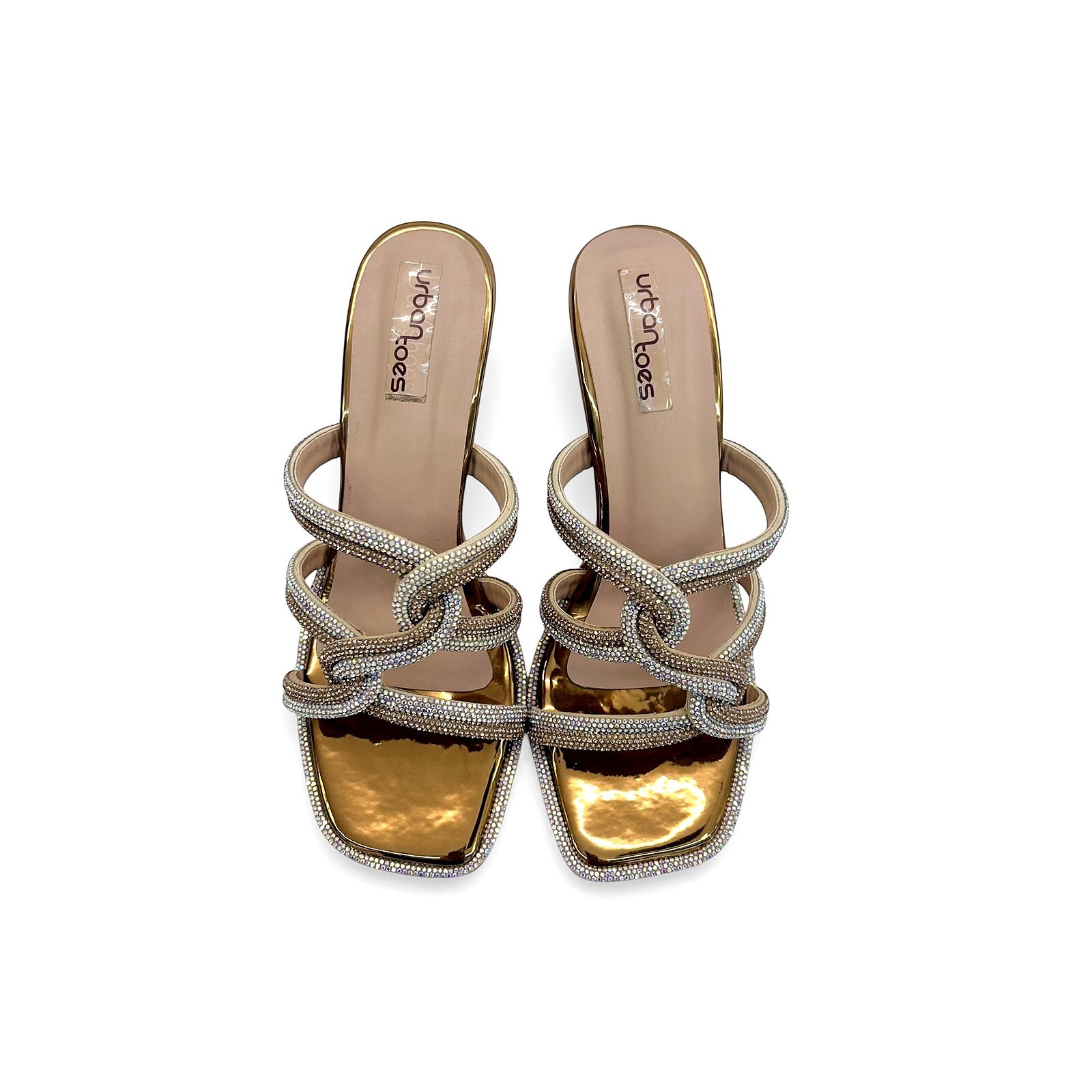 Copper Embellished Strappy Heels for Women – Crystal Knot Party Sandals - Image 2