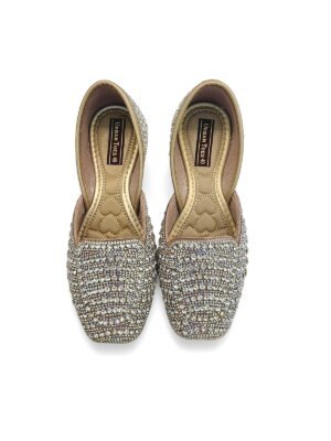 rosegold crystal embellished jutti for women