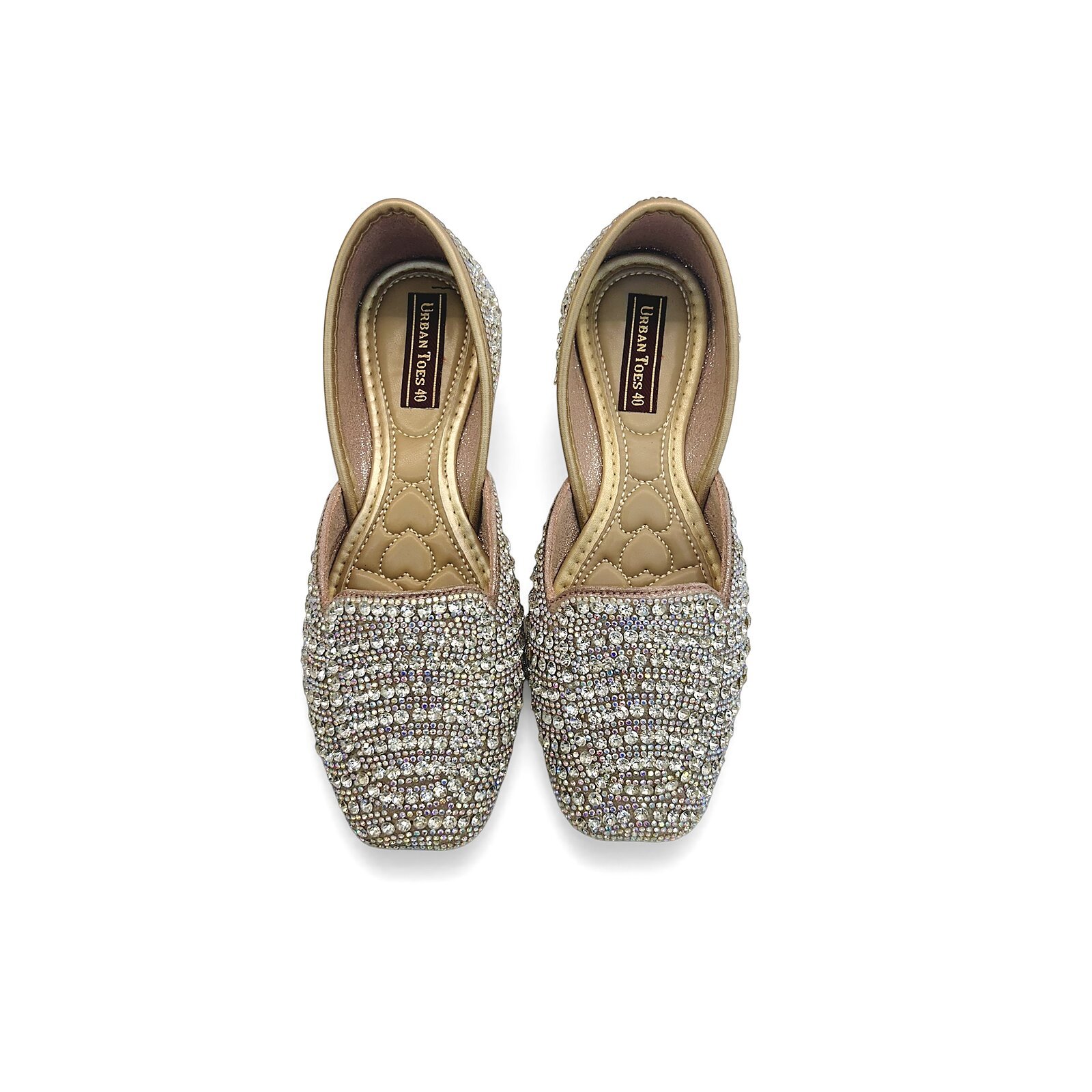 rosegold crystal embellished jutti for women