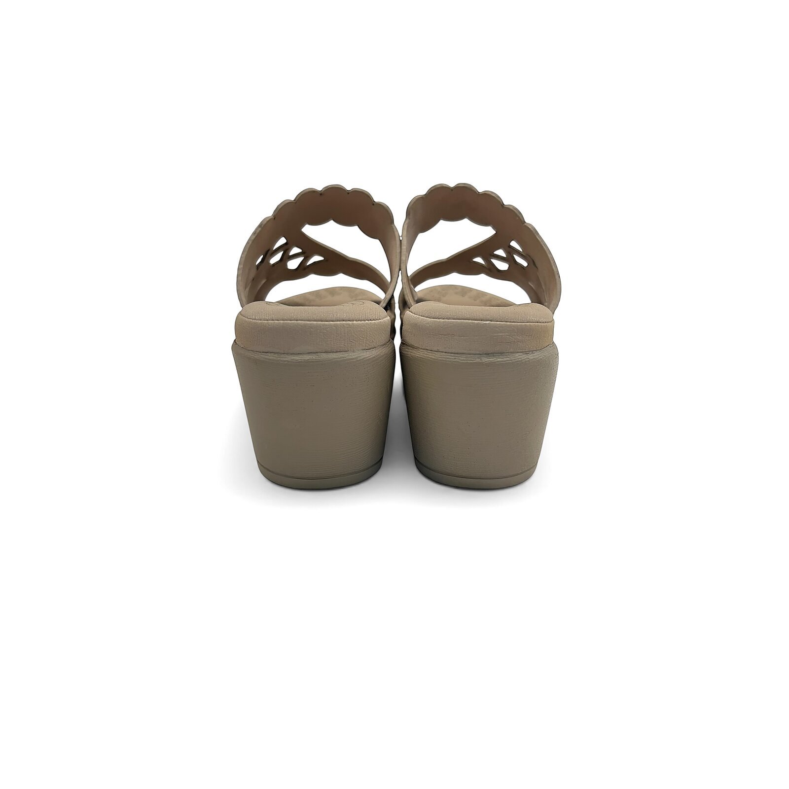Light Gold Stone Work Block Heel Slide Sandals for Women - Image 5