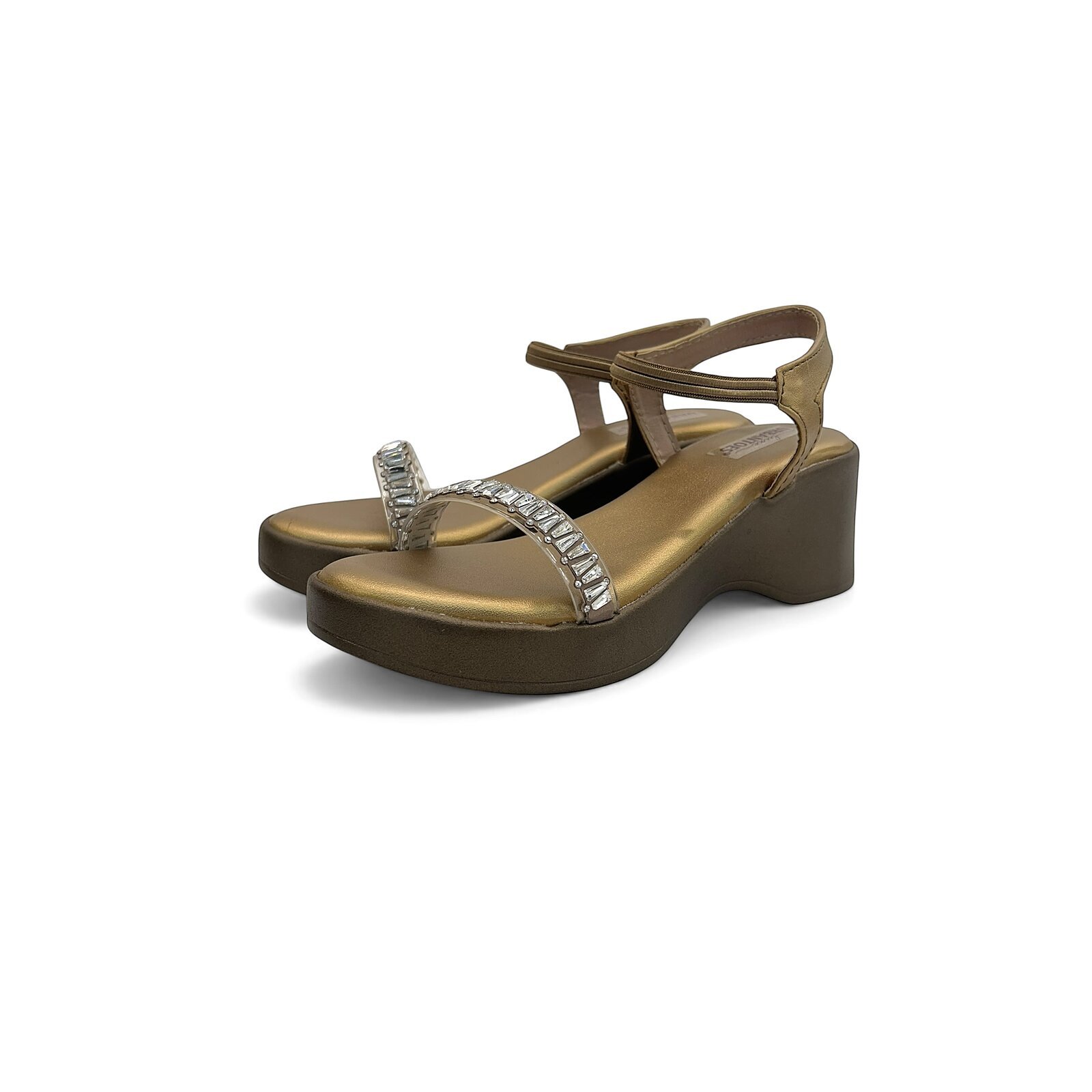 Copper Embellished Wedge Sandals for Women – Festive Platform Heels - Image 3